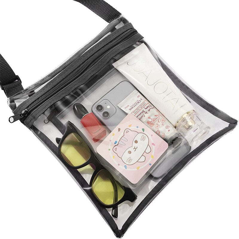 Transparent PVC Messenger Bag Adjustable Shoulder Strap Stadium Transparent Bag Outdoor Travel Sports Storage Bag Storage