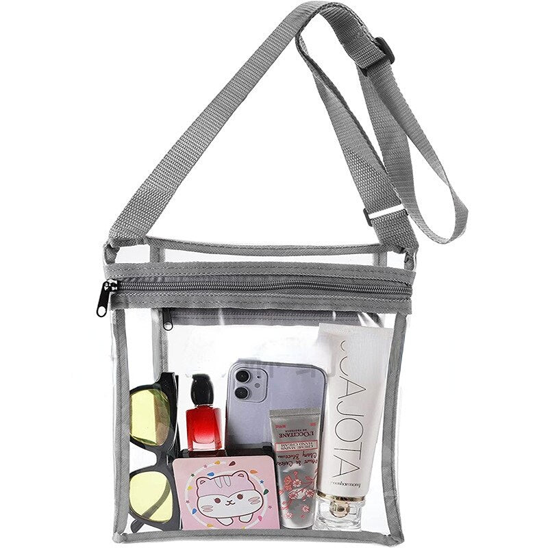 Transparent PVC Messenger Bag Adjustable Shoulder Strap Stadium Transparent Bag Outdoor Travel Sports Storage Bag Storage