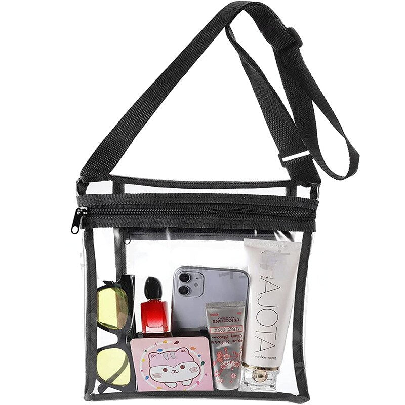 Transparent PVC Messenger Bag Adjustable Shoulder Strap Stadium Transparent Bag Outdoor Travel Sports Storage Bag Storage