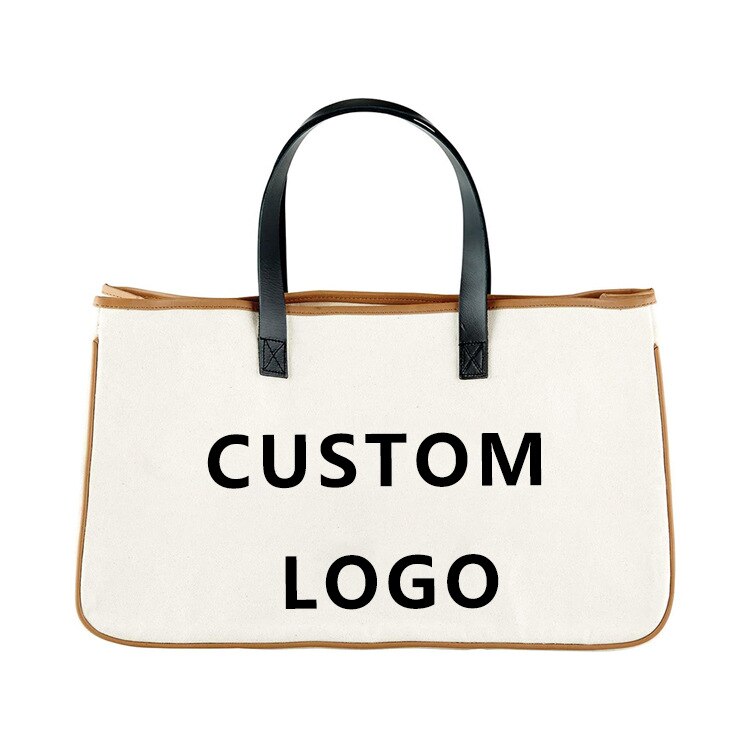 Please Take A Beach Bag with Leather Handle The Beach Holds The Canvas Bag Storage