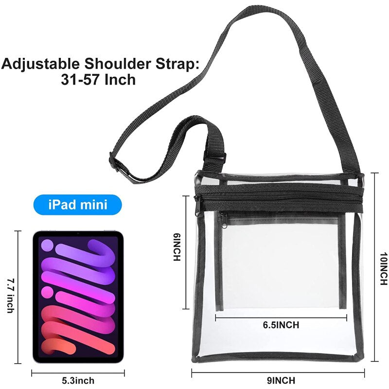 Transparent PVC Messenger Bag Adjustable Shoulder Strap Stadium Transparent Bag Outdoor Travel Sports Storage Bag Storage