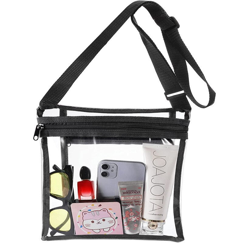 Transparent PVC Messenger Bag Adjustable Shoulder Strap Stadium Transparent Bag Outdoor Travel Sports Storage Bag Storage