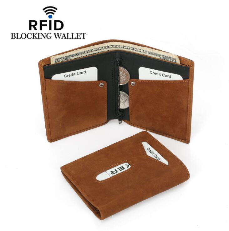 2021 Hot selling RFID  cheap wallet waterproof short genuine leather wallet for men