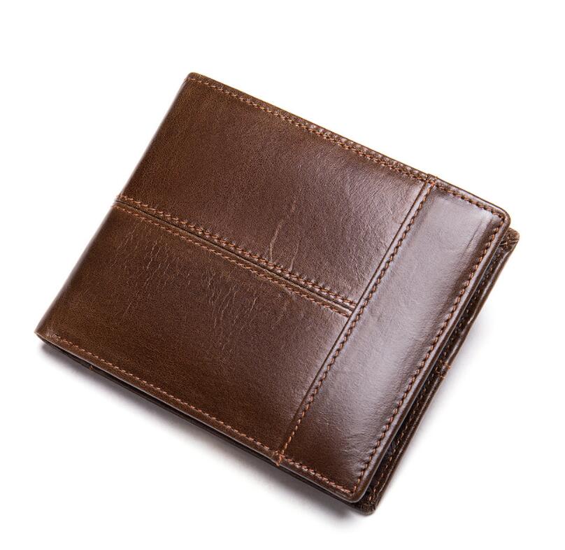 2021 Amazon men retro leather wallet cowhide business swipe card RFID wallet men