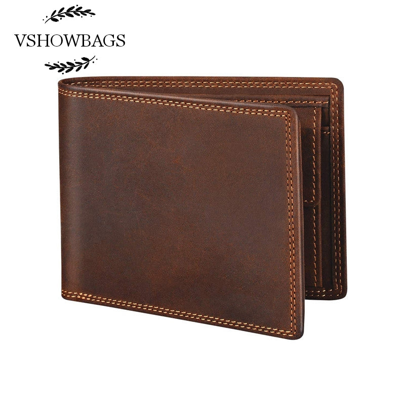 The new Crazy Horse leather multi-card men's leather Money bag RFID anti-magnetic customized wallet