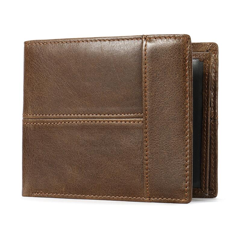 2021 Amazon men retro leather wallet cowhide business swipe card RFID wallet men