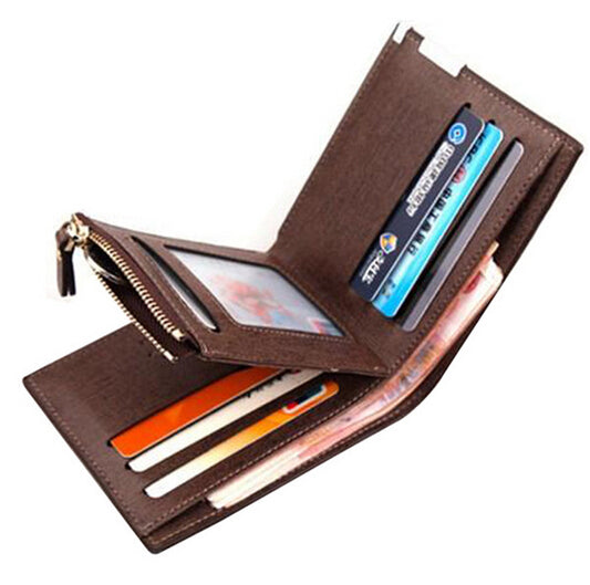 2021 short plaid designer Men's leather wallet with zipper card holder