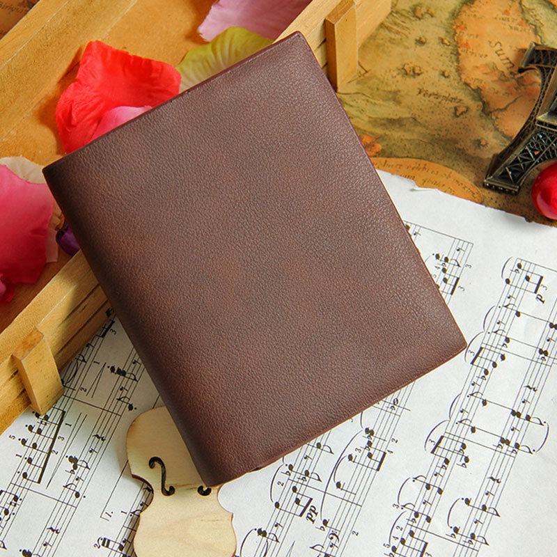 High Tiding Dark Brown Handmade capacity Classical Water proof camel leather wallet wallets for men