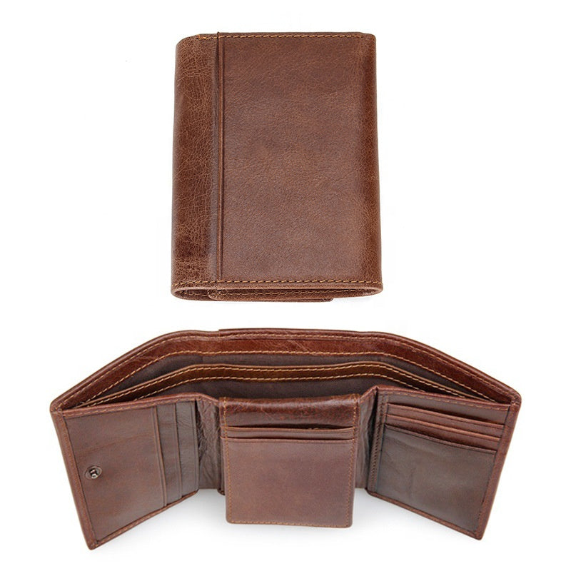 wholesale custom Genuine Leather purse 14 cards slots vintage short bifold Hand made pu leather wallet with men coin pockets