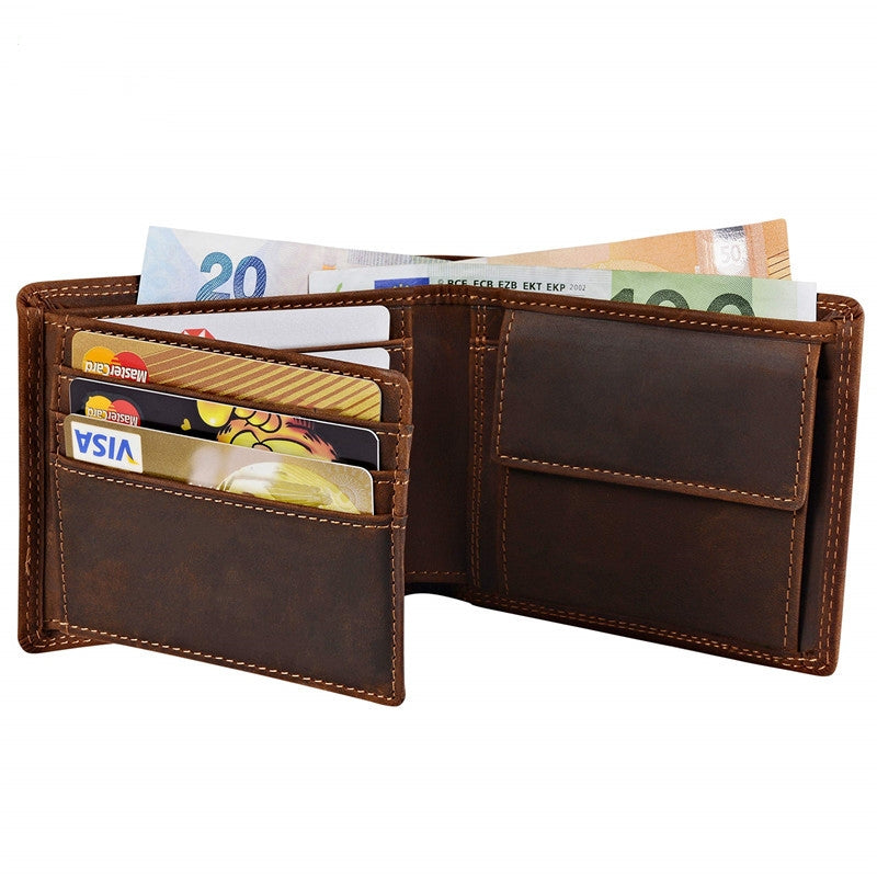 The new Crazy Horse leather multi-card men's leather Money bag RFID anti-magnetic customized wallet