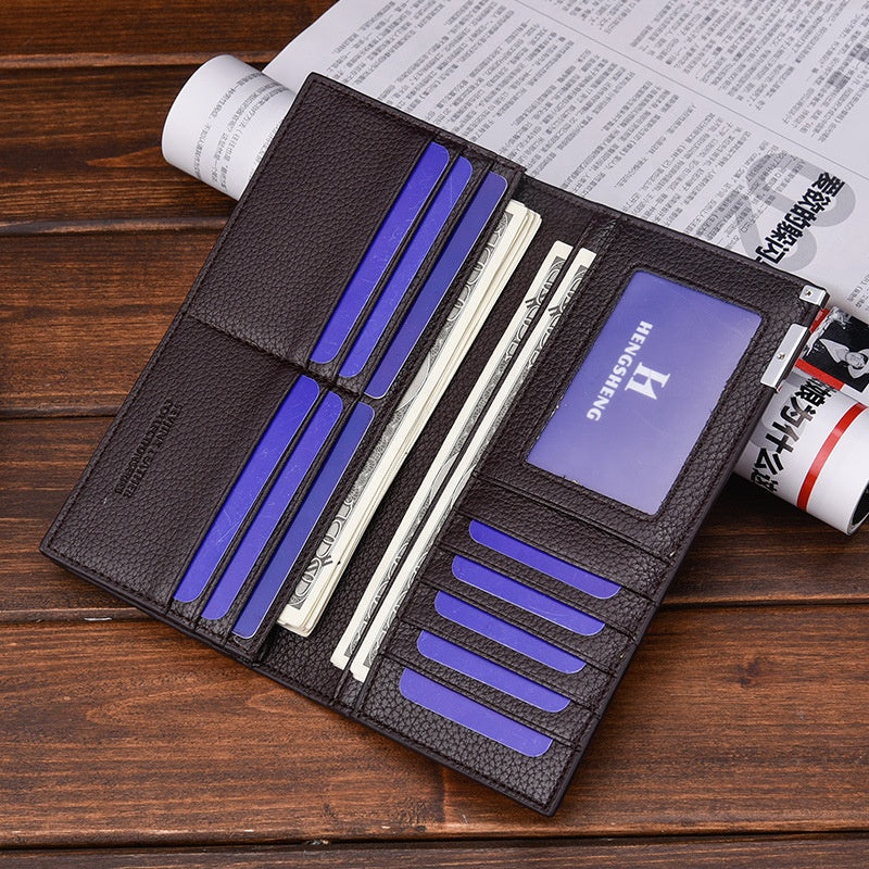 New man wallet business multi function zipper long large capacity phone wallet leather for mens