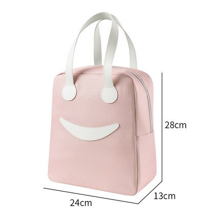 Happy Smiley Insulation Bag Thickened Aluminum Foil Lunch Box Bag Hand-held Large Capacity Insulation Fresh Lunch Bento Bag