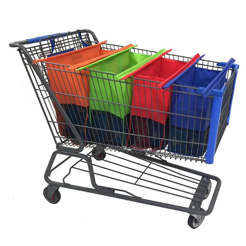 4-piece set of supermarket shopping cart thermal insulation non-woven bag tube European &American supermarket cart shopping bag