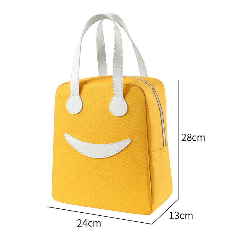 Happy Smiley Insulation Bag Thickened Aluminum Foil Lunch Box Bag Hand-held Large Capacity Insulation Fresh Lunch Bento Bag