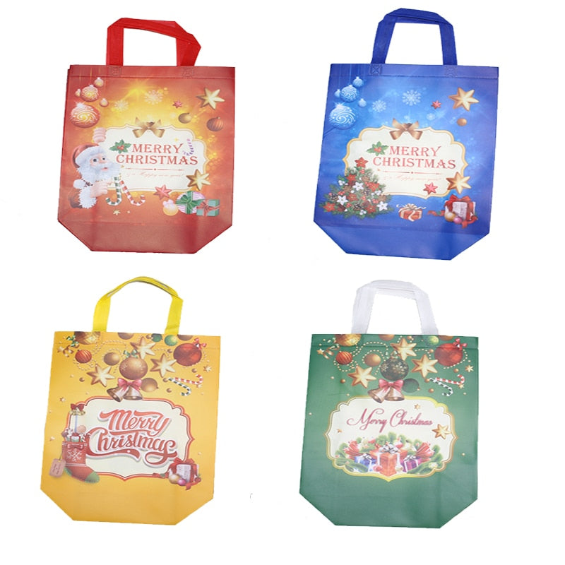 One piece of 4, non-woven waterproof gift handbag, Christmas party folding bag, clothing storage bag, Christmas printing package