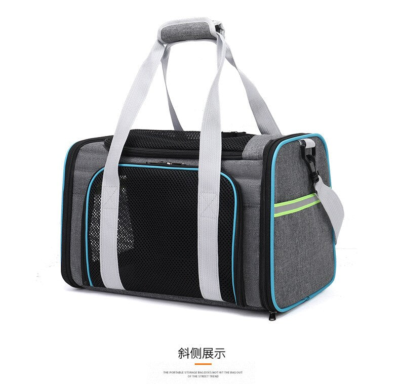 Mobile pet cat bag Go out portable messenger bag Portable large pet cat bag Breathable foldable dog bag