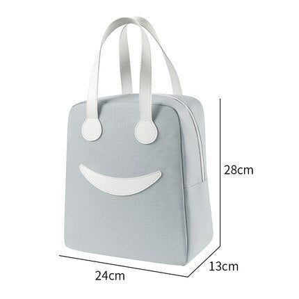 Happy Smiley Insulation Bag Thickened Aluminum Foil Lunch Box Bag Hand-held Large Capacity Insulation Fresh Lunch Bento Bag