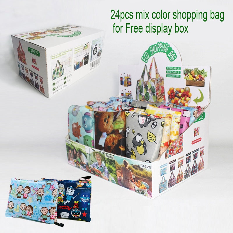 24 x Portable folding shopping bag Oxford bags Lightweight bag Foldable Waterproof ripstop Shoulder Bag Handbag