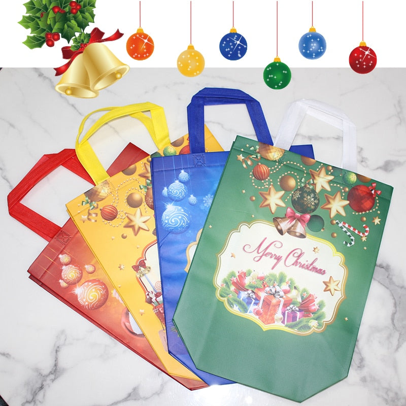 One piece of 4, non-woven waterproof gift handbag, Christmas party folding bag, clothing storage bag, Christmas printing package