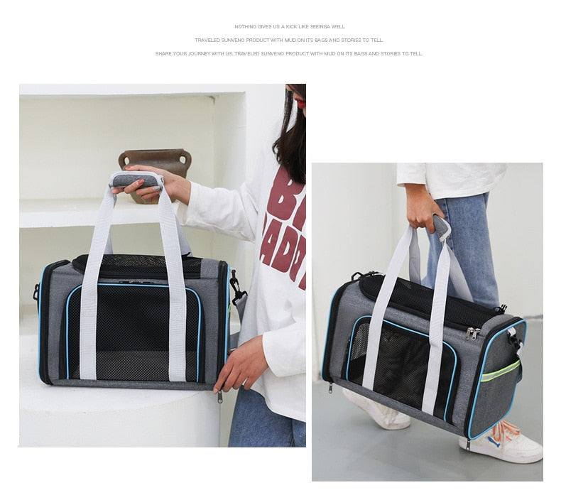 Mobile pet cat bag Go out portable messenger bag Portable large pet cat bag Breathable foldable dog bag